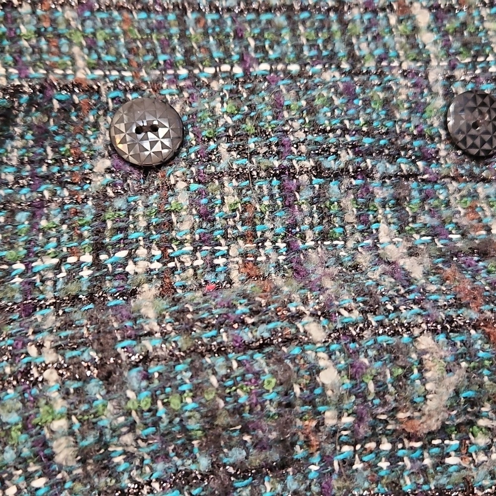✨ Dark Academia| Navy Bouclé Tweed Blazer| Old Money, Classic Chic ✨ Sz. L - Picture 3 of 8